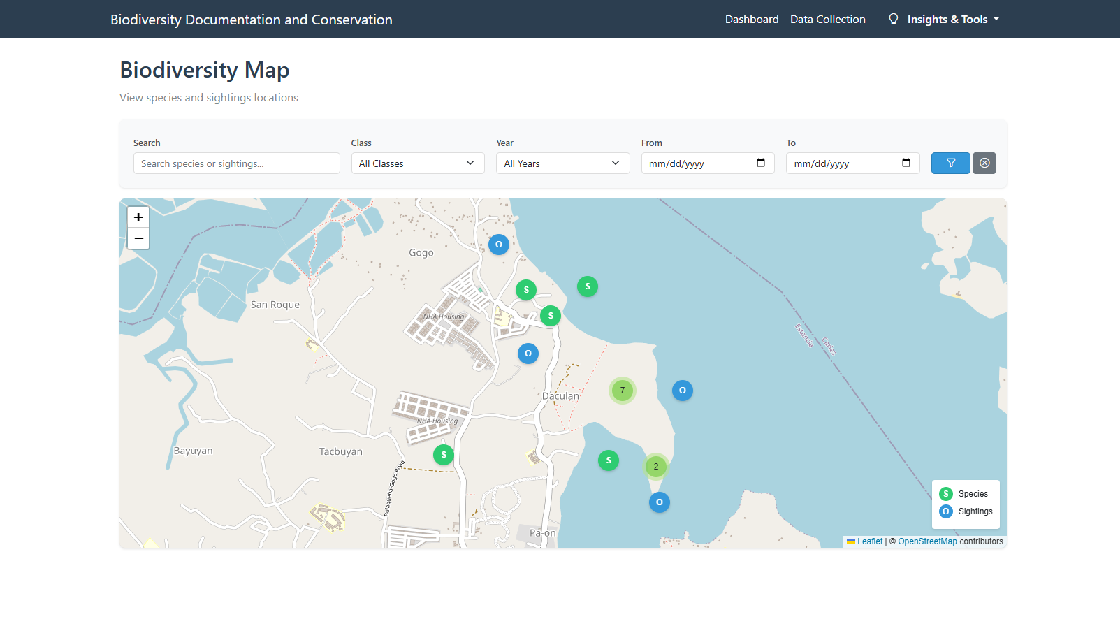 Biodiversity Database preview